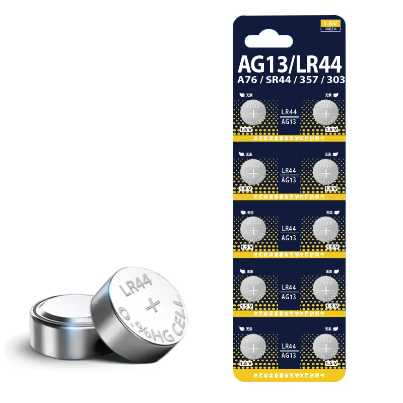 1.55V Coin Cell Battery LR44 AG13 357 SR44 LR1154 SR44SW SR1154 SP76 Button Battery for Watch Remote Toys