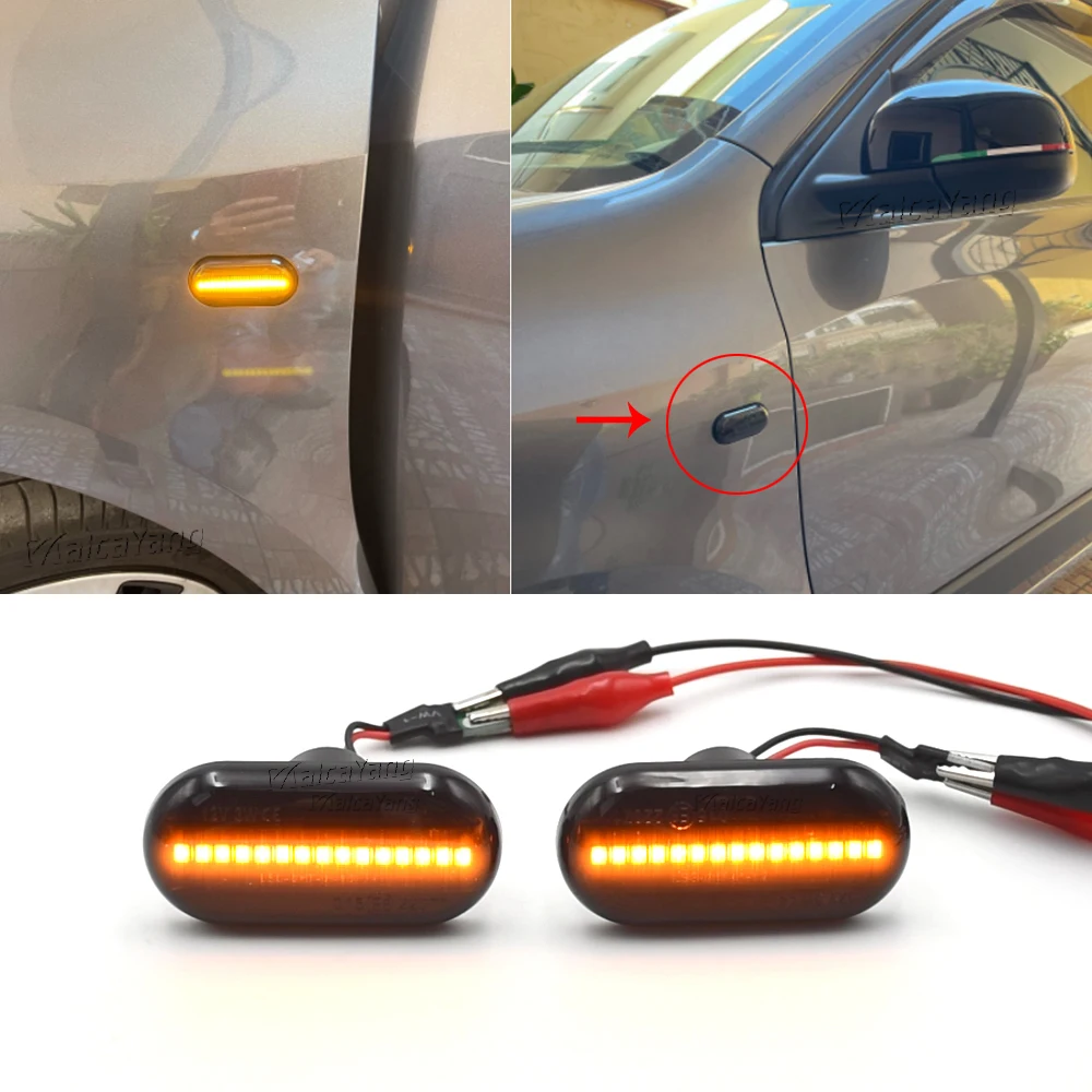 2X LED Dynamic Side Maker Turn Signal Light For Dacia Duster Dokker Lodgy Renault Megane Clio 1 KANGOO ESPACE Smart Fortwo 453