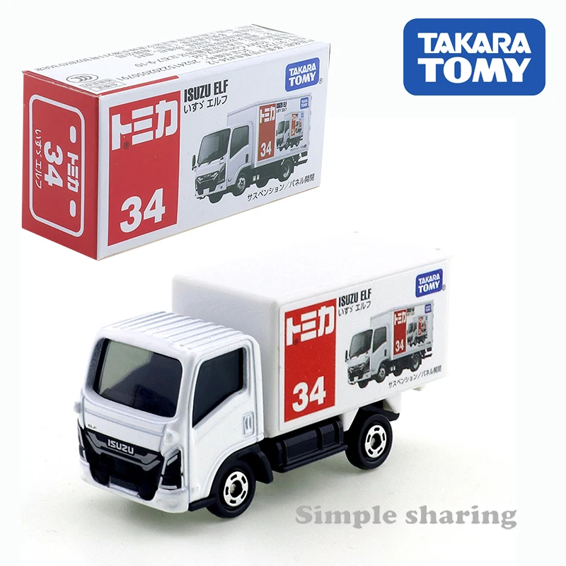 Takara Tomy Tomica No.34 Isuzu Elf Auto Giocattoli in lega Veicolo a motore Modello in metallo pressofuso per bambini