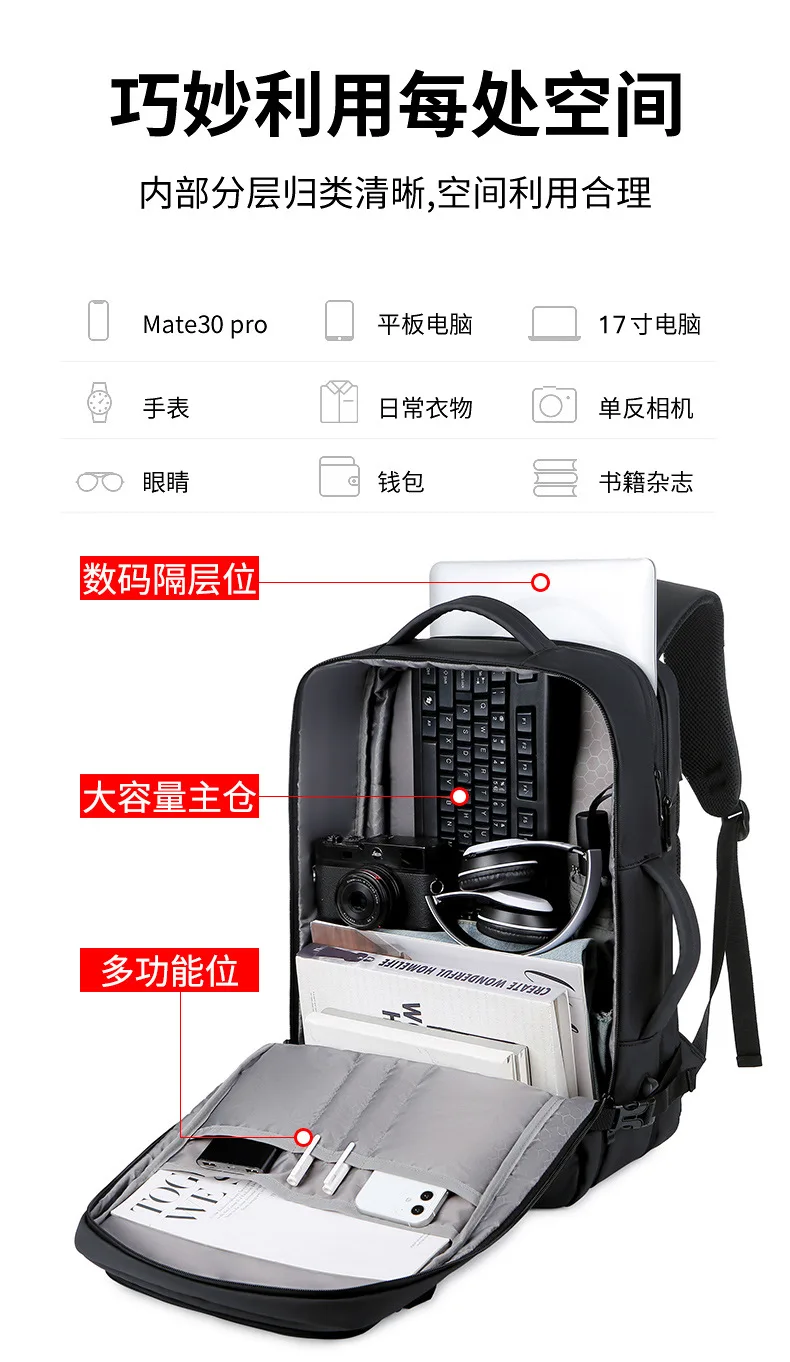 Business Laptop Backpack for Men,Travel Bag with USB Charging Port,Carry-On Daypack for Work & Short Trips,Weekender Bag