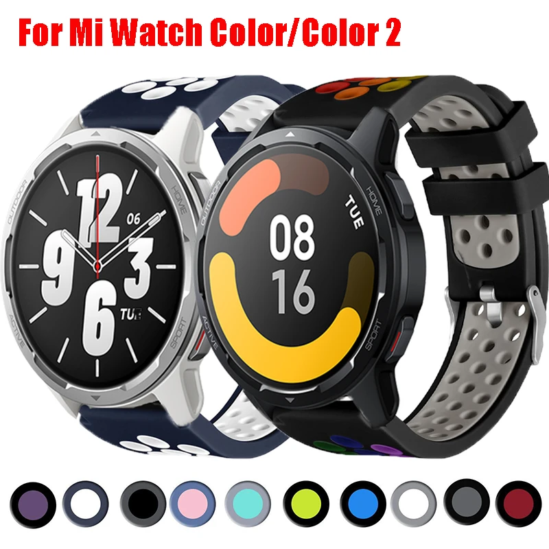 Silicone Watch Strap For Xiaomi Mi Watch Color Sport Bracelet 22mm Watchband Replacement Band For Mi Watch Color 2 Accessories