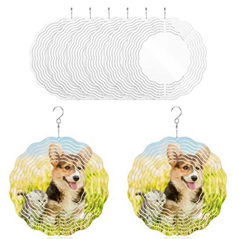 6Pack 8 Inch Sublimation Wind Spinner Blanks 3D Wind Spinners Hanging Wind Spinners For Garden Decoration