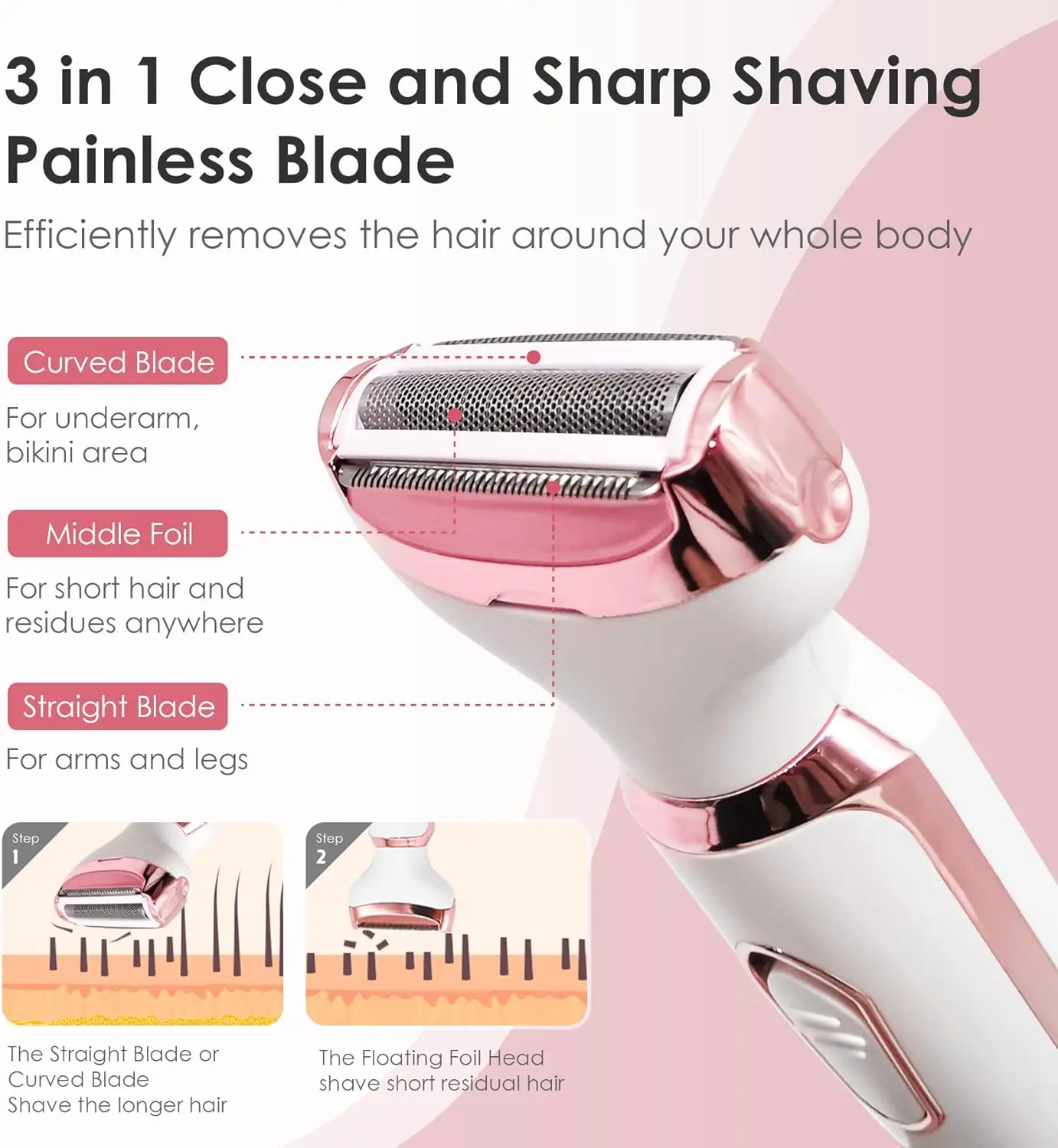 Multi functional women's hair shaver, hair removal device, underarm electric hair scraper, private hair removal device, eyebrow