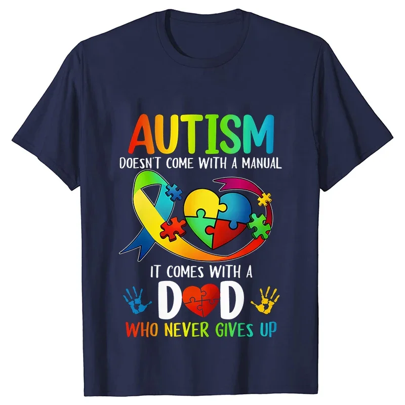 Men\'s T-shirts Autism Mom Dad Clothing Autism Awarenes Family Tshirts Short Sleeve Clothes Family Matching Clothing Unisex Tees