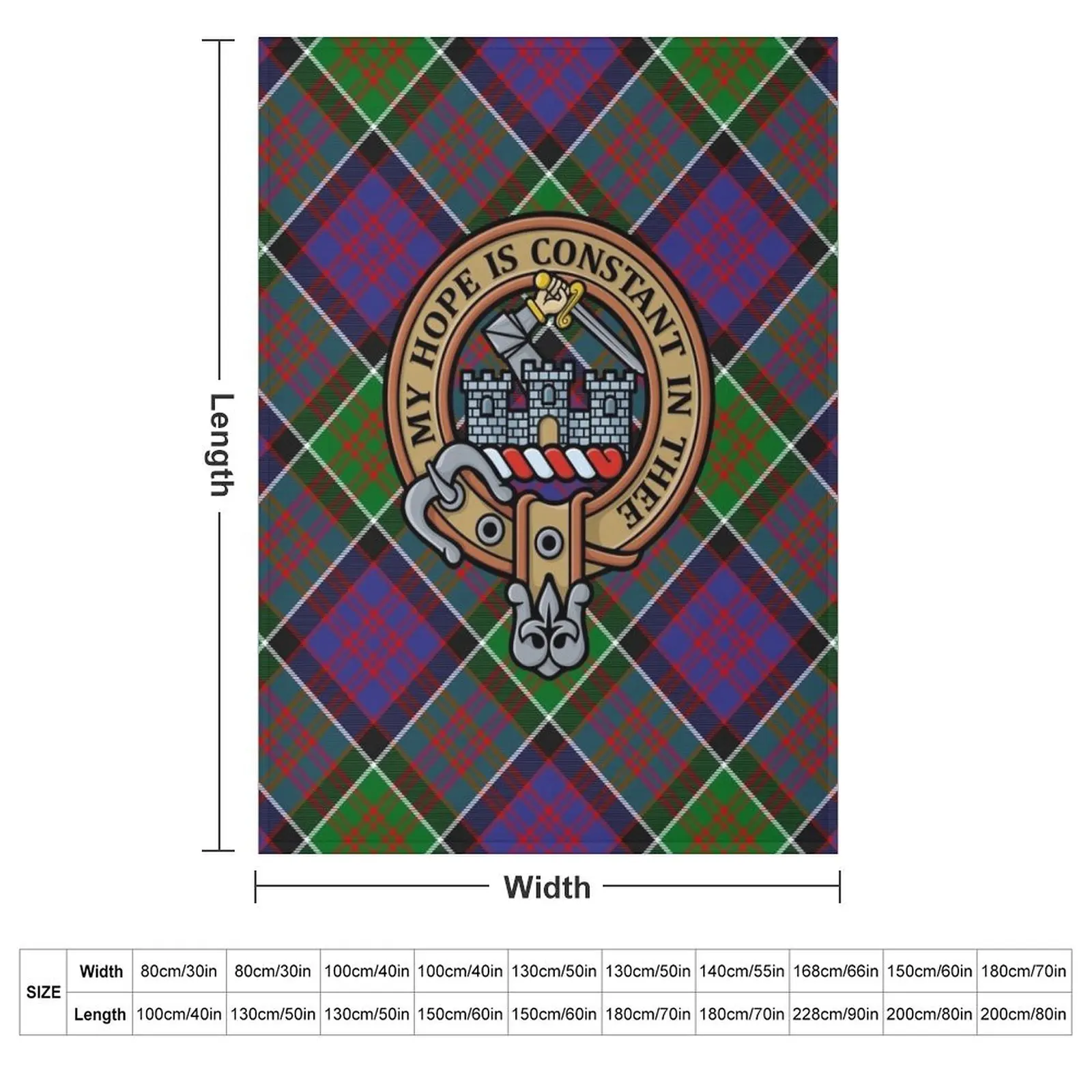 Clan MacDonald of Clanranald Crest over Tartan Throw Blanket couch cozy soft plush fuzzy picnic outdoor blanket