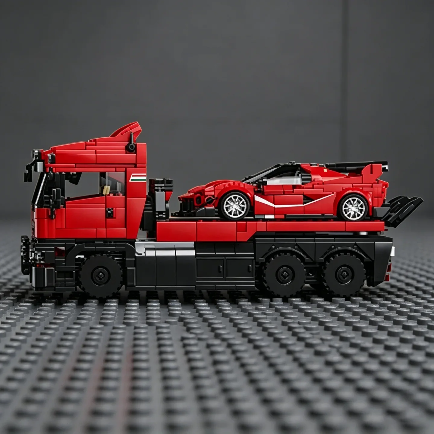 Educational Toy  New Luxury Car-Themed Modified Tractor-Trailer  Building Blocks : Heavy-Duty Tractor-Trailer FXXK Sports Car
