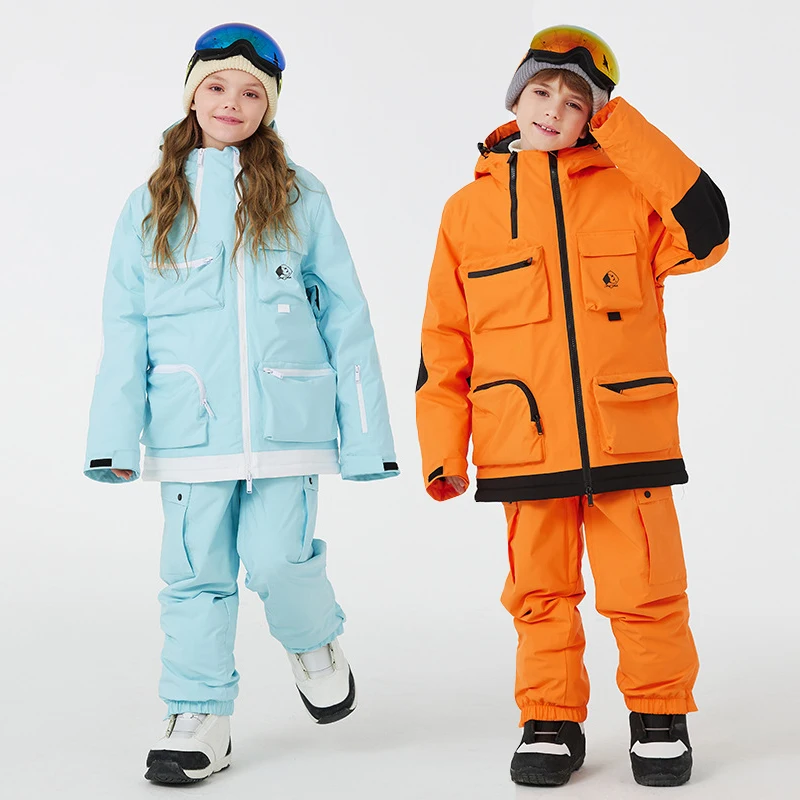 

New Winter Kids Ski Suit Waterproof Snowboard Jacket Pants Breathable Windproof Thermal Snow Overalls For Boys & Girls Plus Size