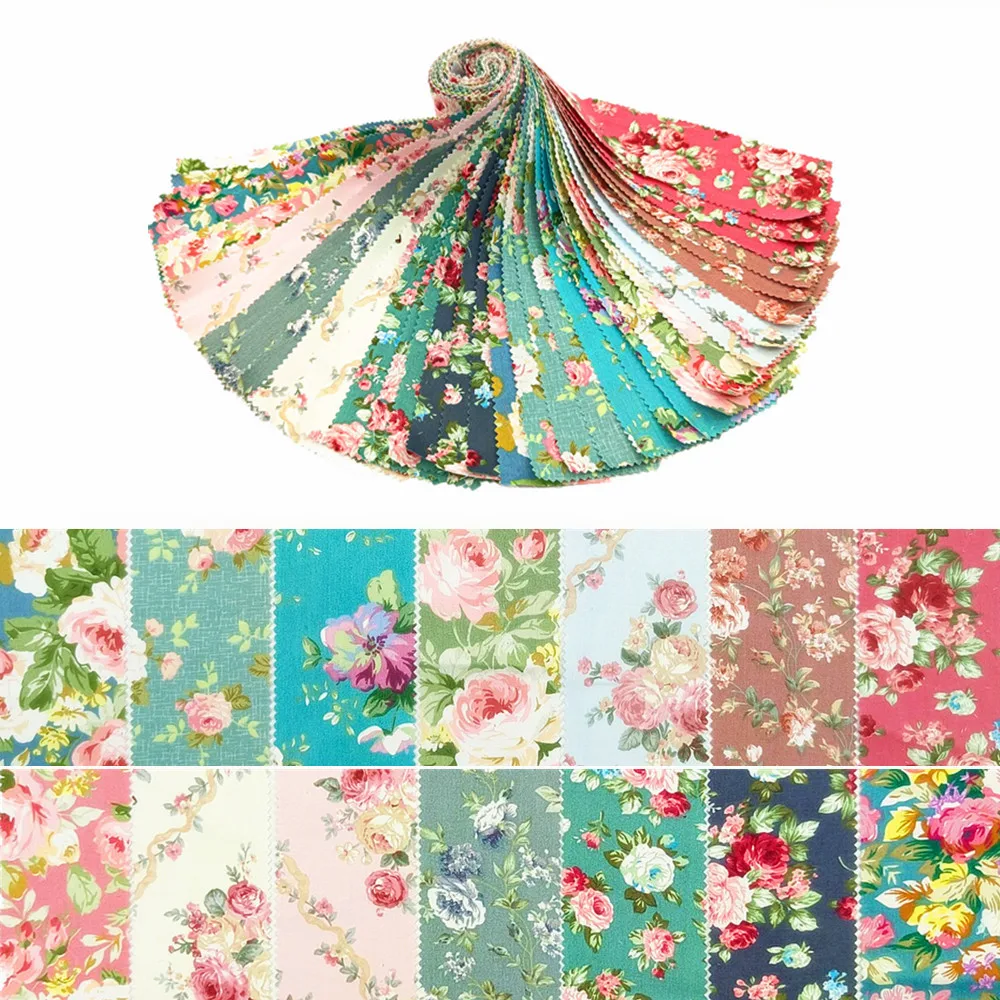 42pcs Fabric 6.35 cm x 50 cm | Tampon Set - for Quilting Various Fabrics - Pre-cut Cloth Quilt - Vintage Flow
