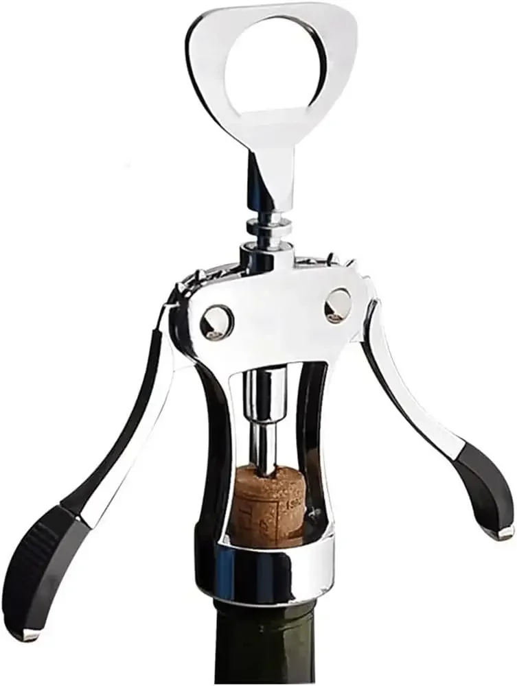 Wine Opener Stainless Steel Opener, Zinc Alloy Premium Wing Corkscrew Wine Bottle Opener with Multifunctional Bottles Opener