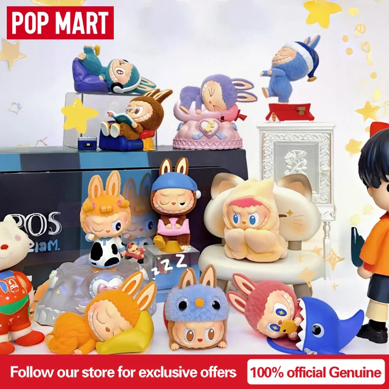 

POP MART THE MONSTERS LABUBU 1:00 A.M. Серия Модные фигурки Слепая коробка Флокированные аниме Орнамент Коллекция Рождественские подарки