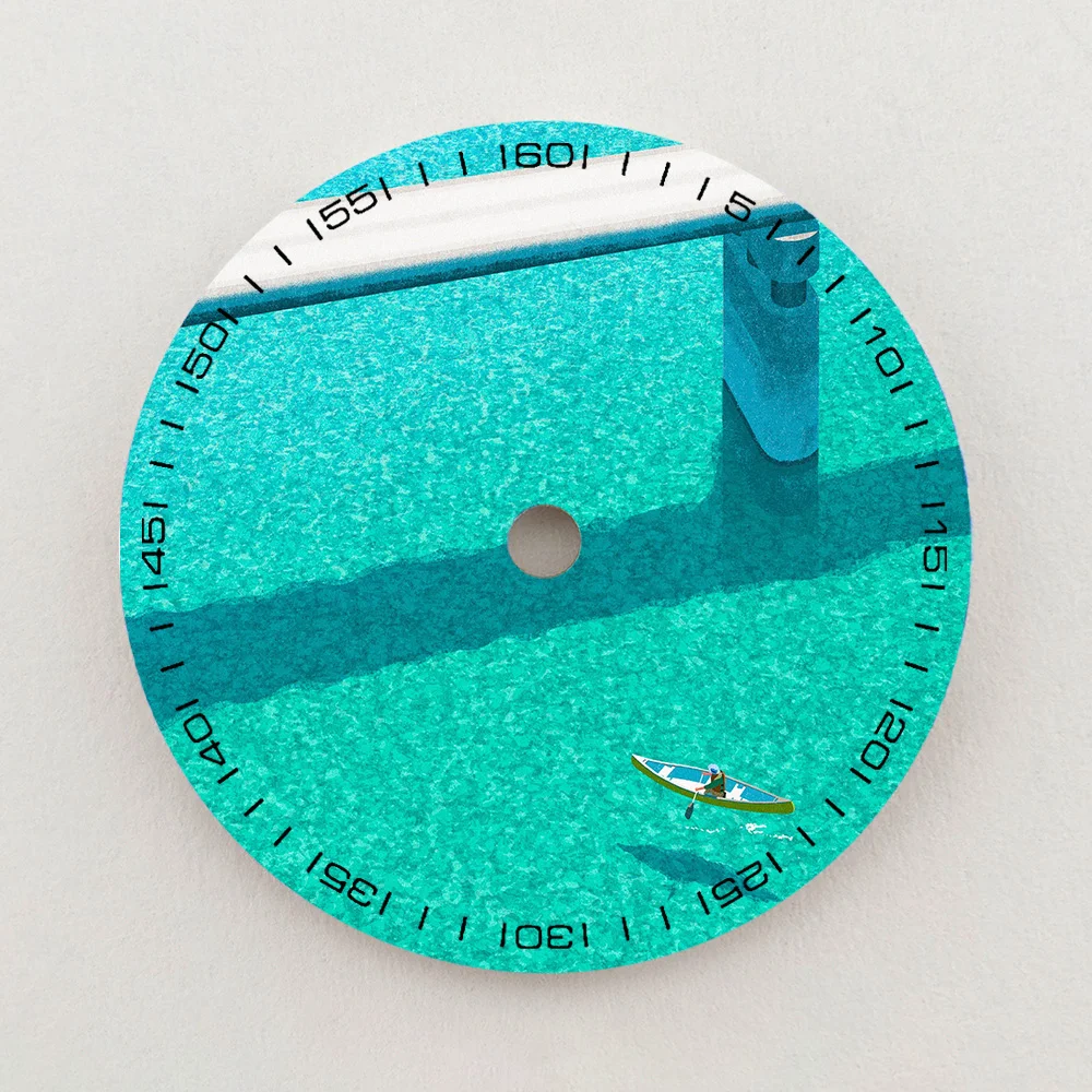 28.5mm Dial NH35 Dial Summer Seawater Landscape Dial Luminous Dial Colorful NH36 Dial Watch Accessories Fits NH35/NH36 Movement