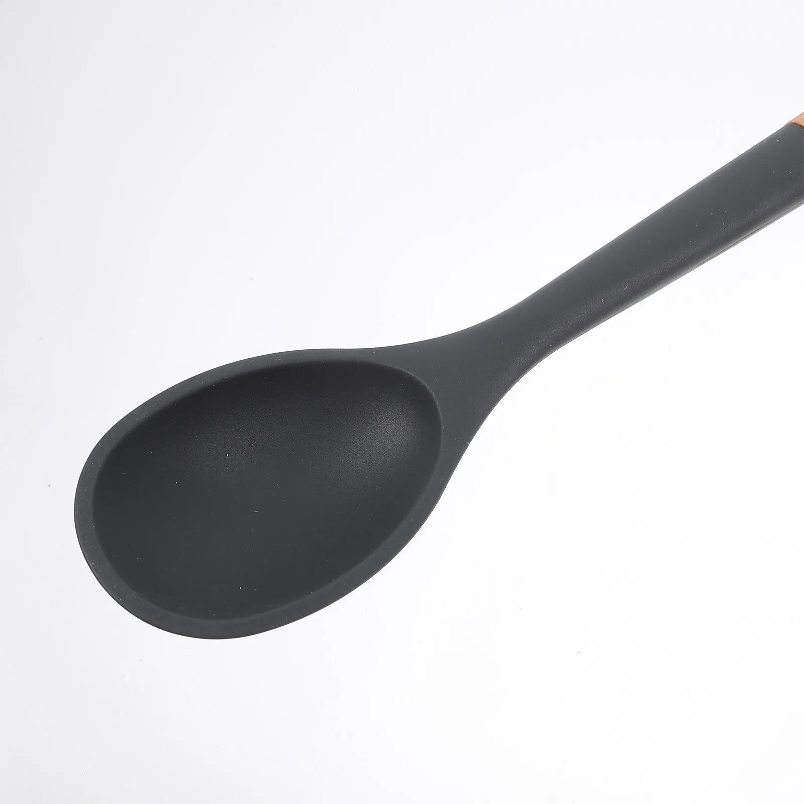 Extra Large Silicone Cooking Spoon Featuring Ergonomic Wood Handle Non Stick Safe Heat Resistant Seamless Design Multi Function