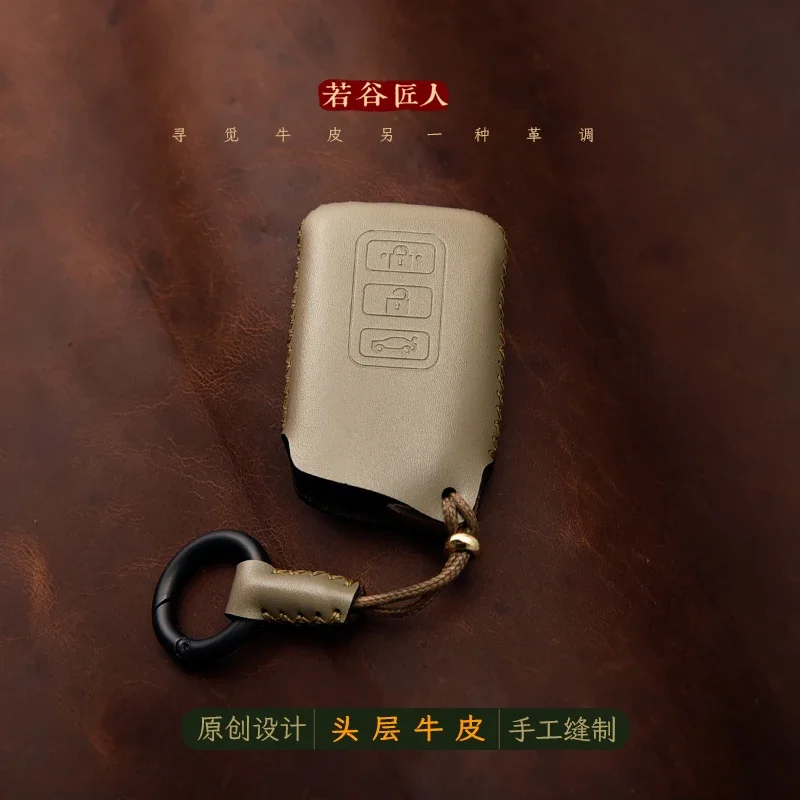 For Lexus NX200 RX300 NX300h Handmade High-End Genuine Leather Key Case Cover Protective Shell Bag Keychain Car Accessories