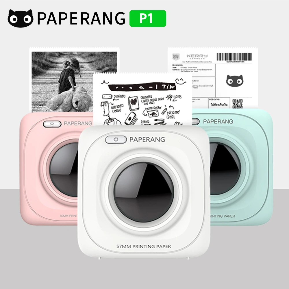 Pocket Printer PAPERANG P1 BT Wireless Thermal Printer Portable Mobile Printer 200dpi for Photo Receipt Memo Note Label Sticker