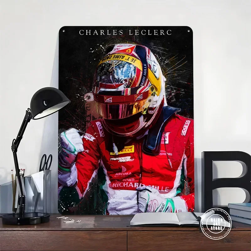 Charles Leclerc 3D Texture Printed Poster Custom Vintage Metal Tin Plate Sign for Wall Art Room Decor Home Decoration Gaming