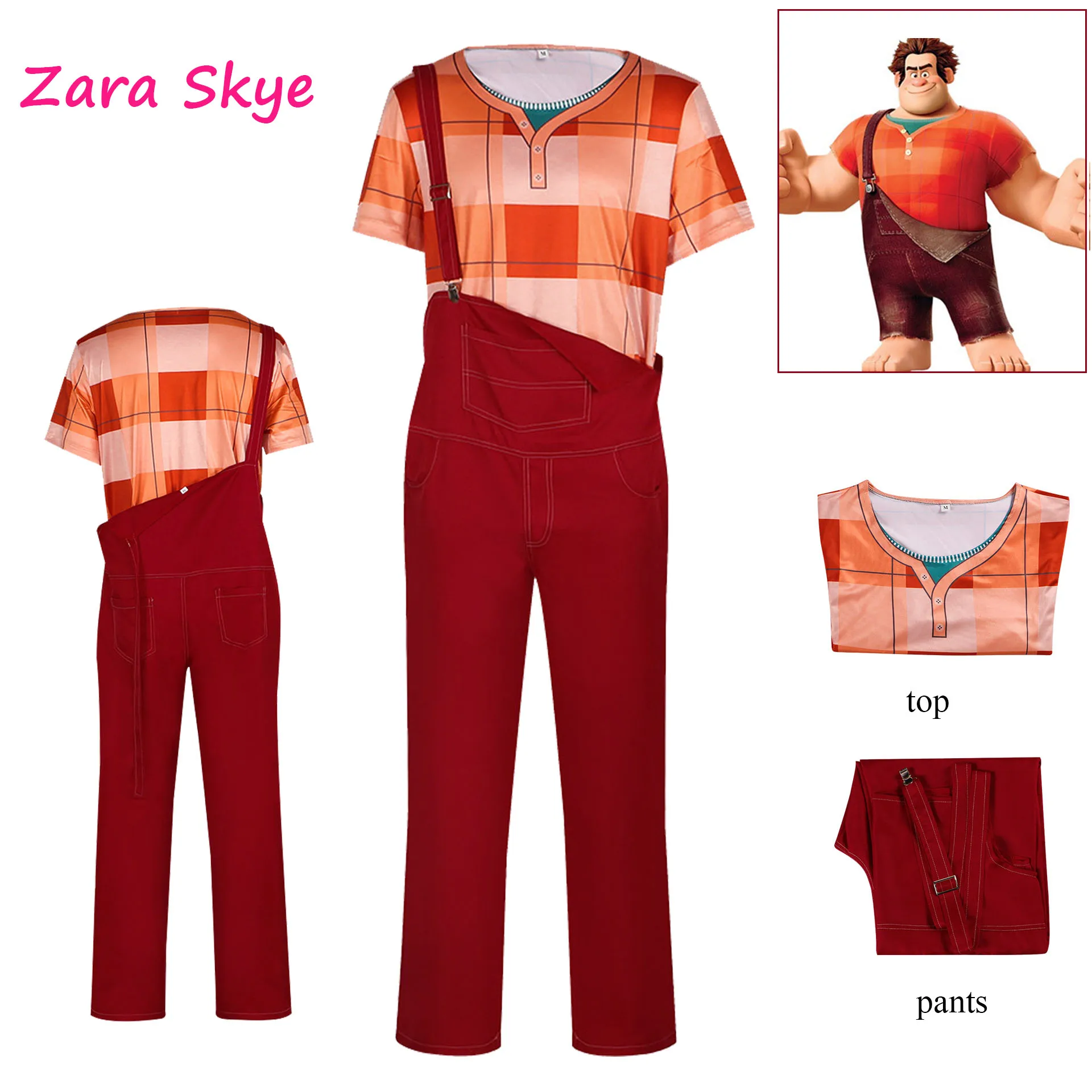 

Wreck-It Ralph cosplay Anime costumes Ralph Cartoon animation disfraz adult man set Party Halloween Carnival Anime Roleplay cos