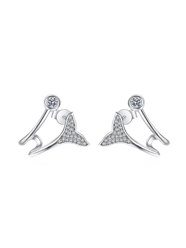 

Hot sales Silver earrings jewelry 925 sterling silver earrings Tail Slightly Inlaid Gravel Moissanite Earrings is suitable for d