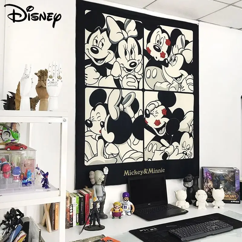 Disney Mickey Minnie Room Decor Tapestry INS Cartoon Bedroom Dormitory Decorative Background Cloth  Hanging Cloth Wall Cloth