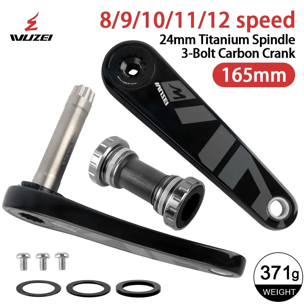

WUZEI Carbon Fiber Crank Set Bicycle Crank 165 170mm Speed Crankset 24mm Ti Shaft Ultra Light Crank Set, Suitable For Shimano