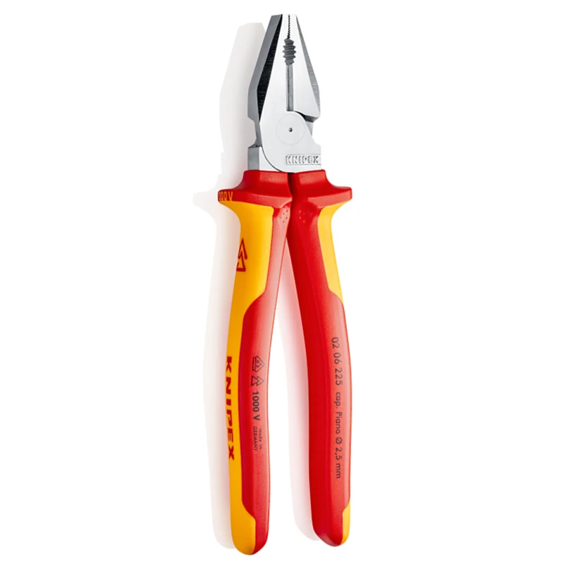 KNIPEX 02 06 225 Insulated And Labor-saving Wire Pliers 9-inch Chrome Plated Dual Material Dual Color Handle Cutting Tools