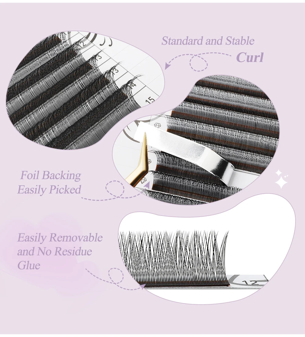 SAKURAHANA 2D YY Wimpern Doppelspitzen Vorgefertigte Volumenfächer Y-Form Künstliche Wimpern Leichte Wimpernverlängerungen Einzelspitzen 2D Y – Detail 6
