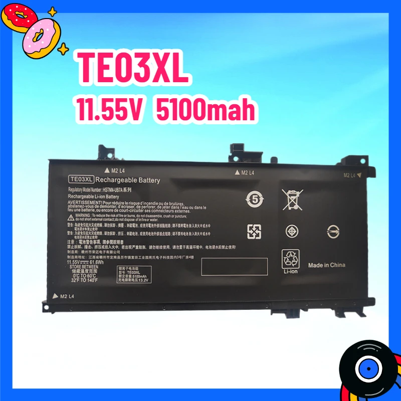 بطارية TE03XL 11.55V 61.6Wh مناسبة لبطارية الضوء والظل Elf 2 TPN-Q173 Light and Shadow Elf 1 الجديدة تمامًا