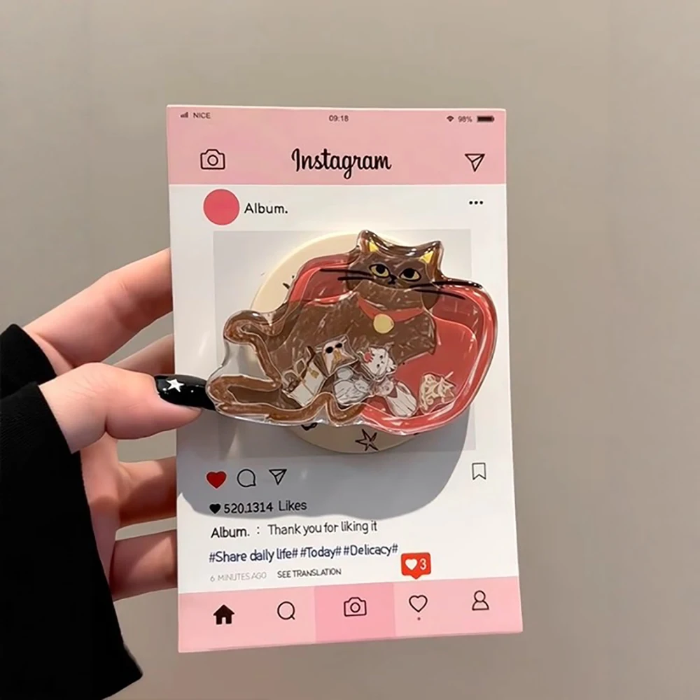 Funny Cartoon Kitten Cute Cat Magnetic Grip Tok Phone Case for iPhone 15 14 16 17 Pro Max Wireless Charge For Magsafe Back Cover - Image 3