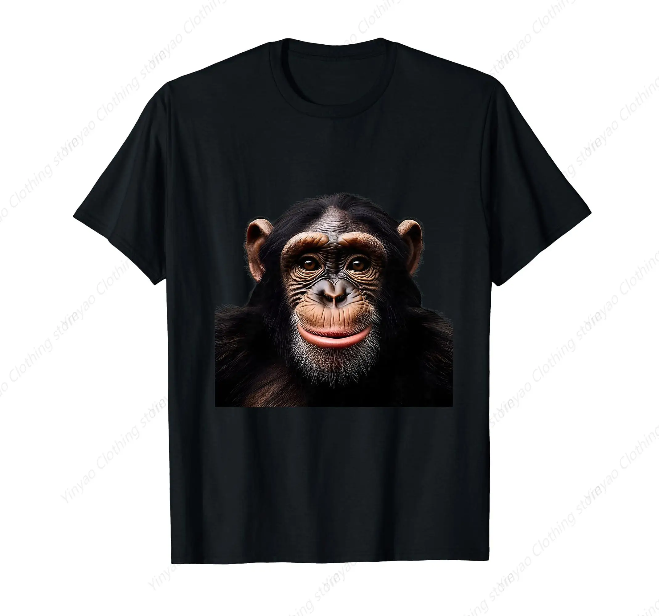 

Funny monkey face chimpanzee men's and women's T-shirt fashionable casual men's cotton daily short sleeved shirt