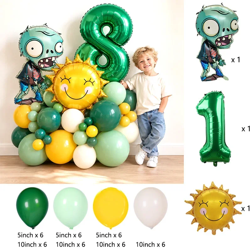 Plants Vs Zombies Cartoon Globos Balloon Bouquet Assorted Balloons For Kids Birthday Party Background Decor Supplies