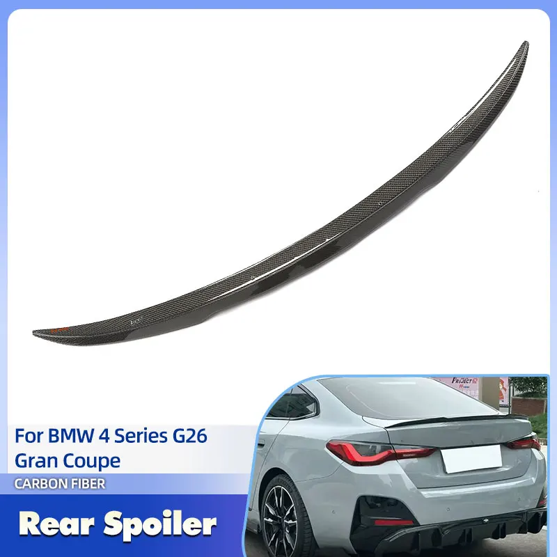

Автомобильный задний спойлер багажника, крылья из углеродного волокна для BMW 4 серии G26 Gran Coupe, 4-дверный 2021-2024, гоночный задний спойлер, крыло багажника, губа