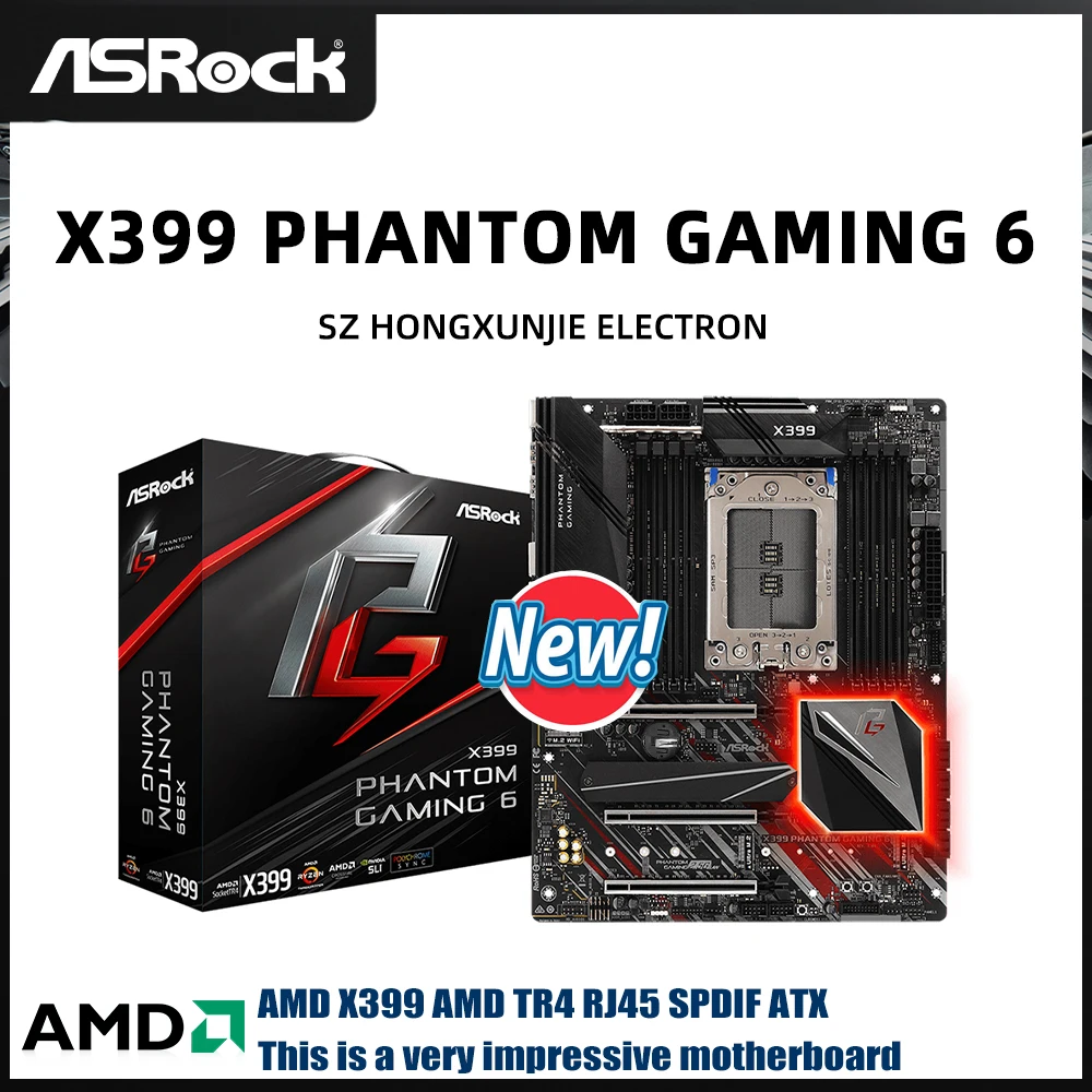 

New ASRock X399 Phantom Gaming 6 sTR4 Motherboard, Supports Threadripper 2950X/2970WX, Quad Channel/PCIe 3.0/RGB/3x M.2/8xDDR4