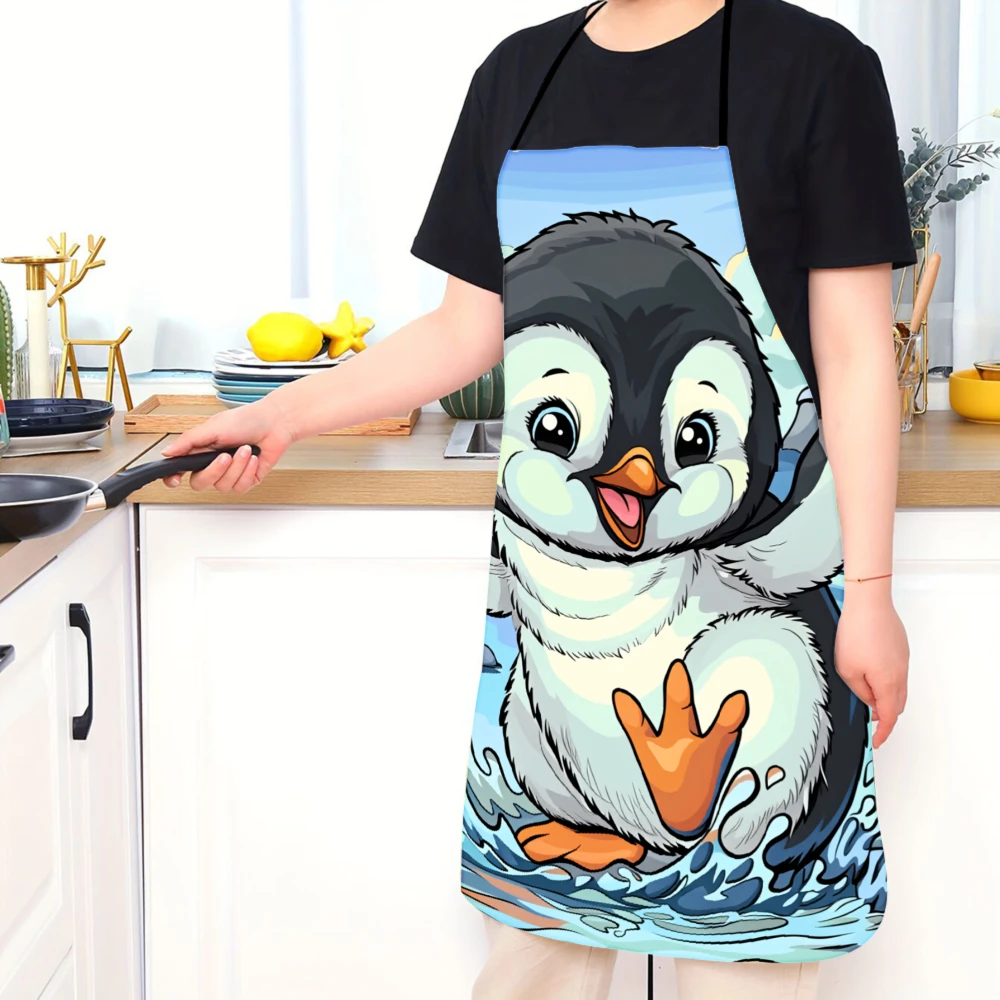Cute Penguin Baby Apron For Kids And Adults With Adorable Cartoon Design Perfect For Cooking Baking Or Kitchen Activities - view 3