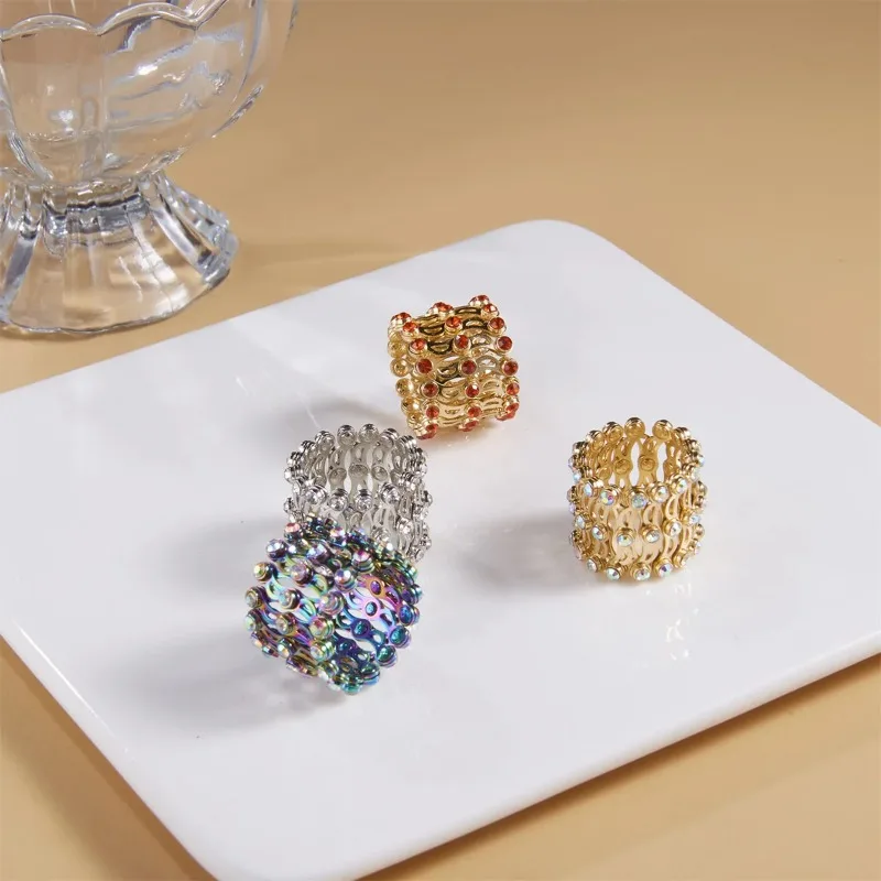 

New Design Magic 2 in 1 Folding Retractable Ring Zircon Multilayer Twist Rings for Women Girl Charm Bracelets Fashion Jewelry