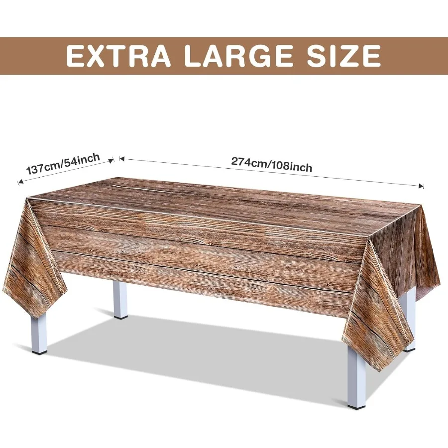 3 pacotes de toalhas de mesa de grão de madeira natural rústico plástico enseada para mesa retângulo vintage estilo fazenda toalha de mesa decorat