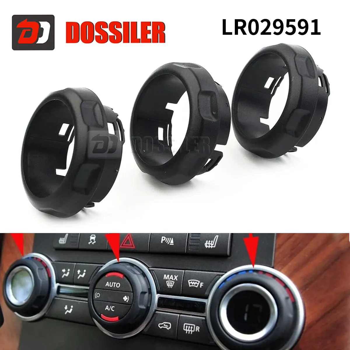 LR029591 Dossiler 3Pieces Central Console Air Conditioner Knob Covers Easy to Install for Land Rover Range Rover Sport 2009-2013