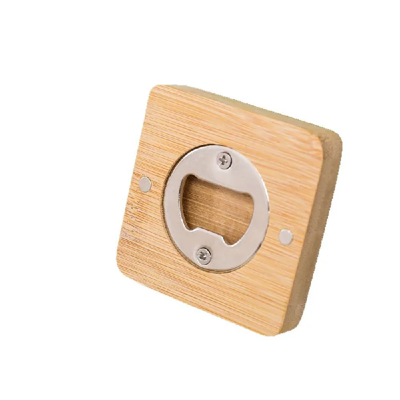 100Pcs/Lot Blank DIY Bamboo Square Shape Bottle Opener Coaster Fridge Magnet Decoration Beer Bottle Opener Factory Wholesale