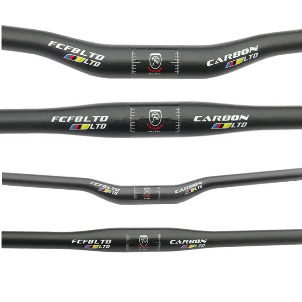 FCFB matte carbon handlebar MTB Bicycle Handlebar 25.4 Mountain Bike Handle Bars Flat Handlebars Riser Handle 3K  380-700mm