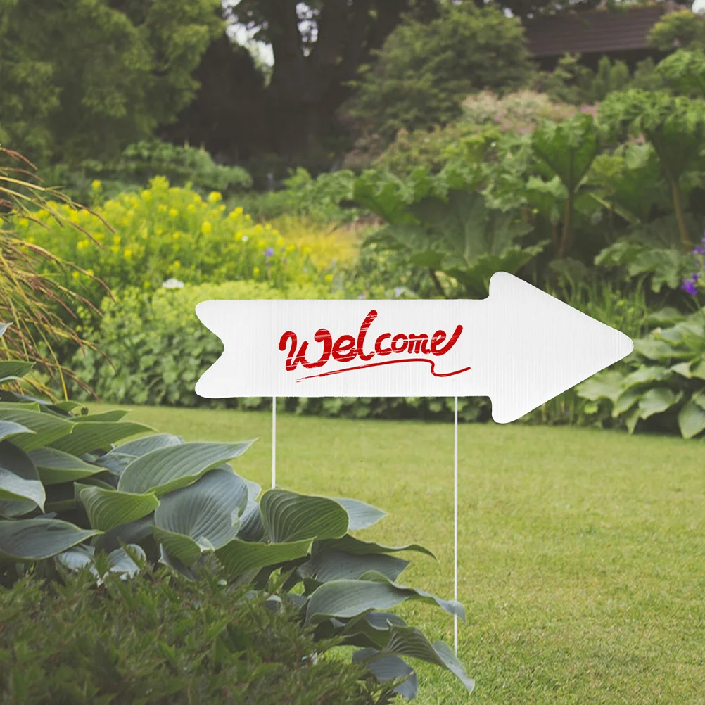 

2Pcs Blank Yard Sign with Stake for Outdoor Wedding Party Garden Decor Directional Arrow Lawn Plastic Board DIY Reusable