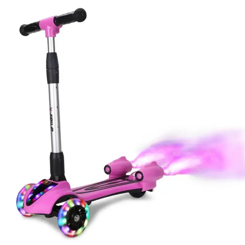 Adjustable Height 3 Flashing Wheel Kids Electric Spray Kick Scooter