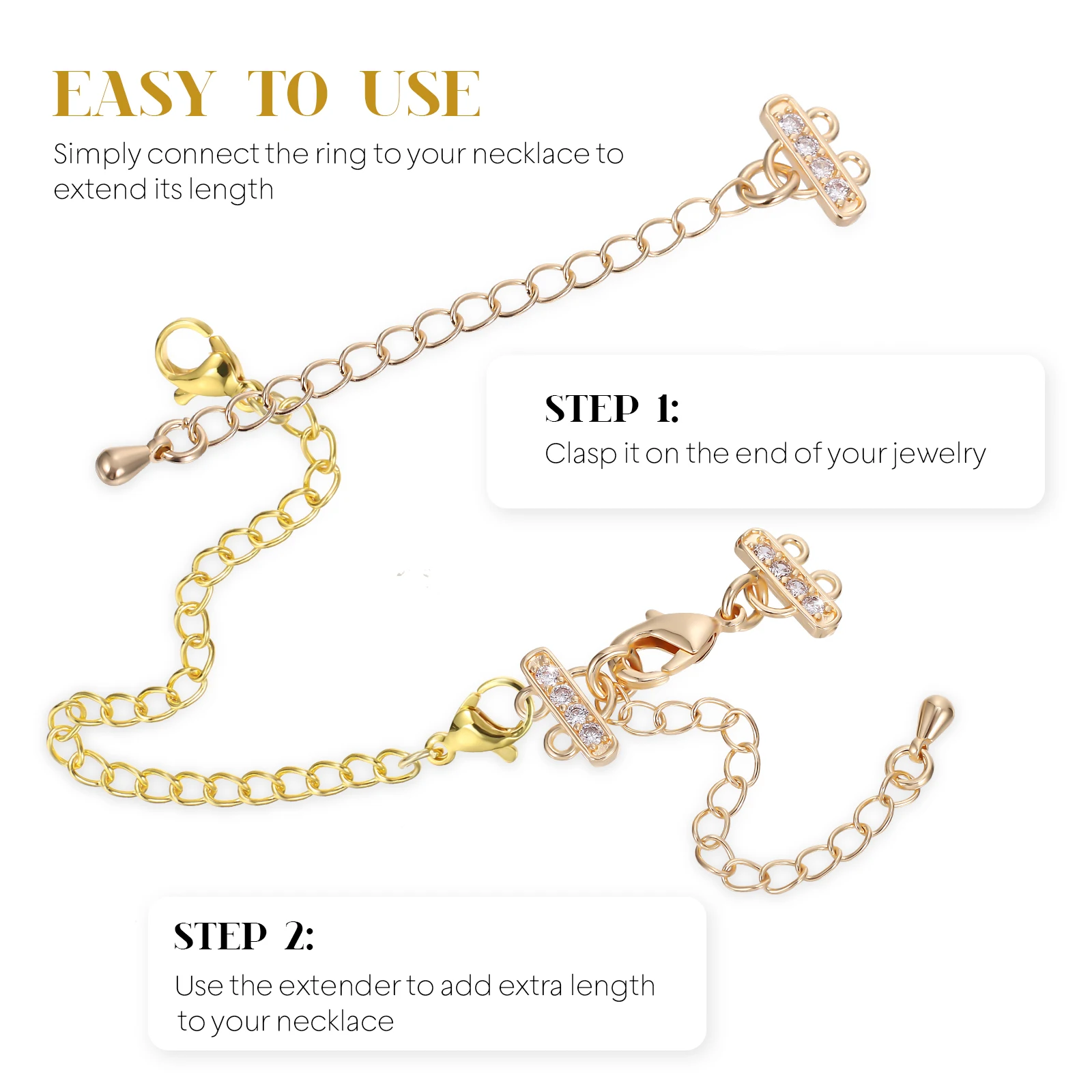 

10pcs Row Lobster Clasp Tail Necklace Extenders Chains Extenders for Necklace Bracelet DIY Zircon Accessories Jewelry