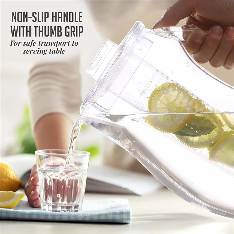 

ABUH-Fruit Water Pitcher 2.5L With Removable Lid And Infuser Rod,Beverage Jug For Drinks, Lemonade, Juice And Iced Tea