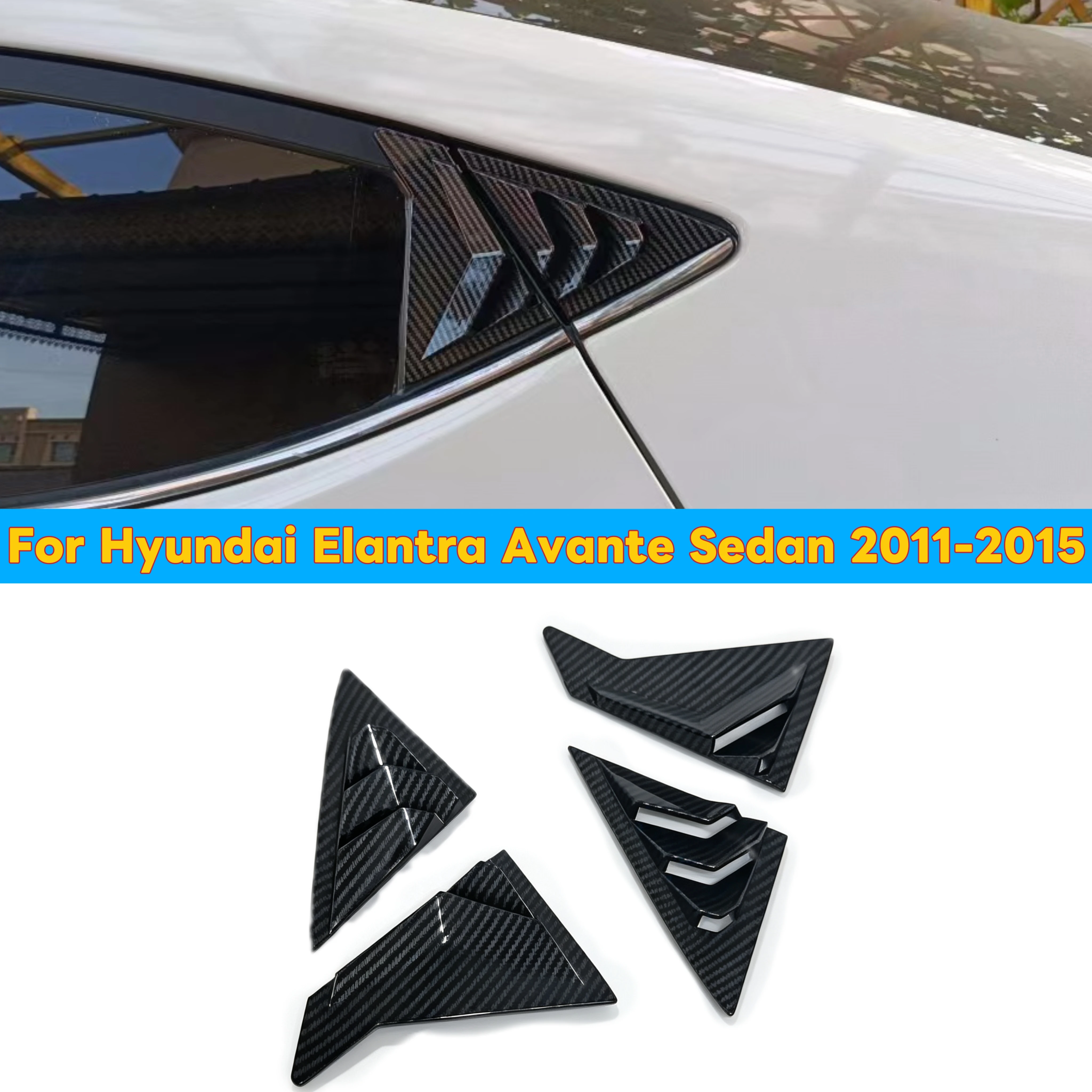 Car For Hyundai Elantra Avante Sedan 2011-2015 Rear Louver Window Side Shutter Cover Trim Sticker Vent Scoop Auto Accessories