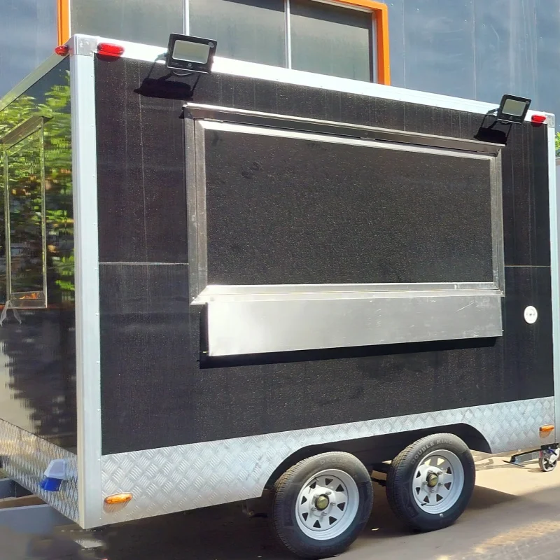 Camp Mobile Kitchen Trailer Square Food Truck Trailer Fully Equipped Restaurant Kebab Mobile Retail Truck
