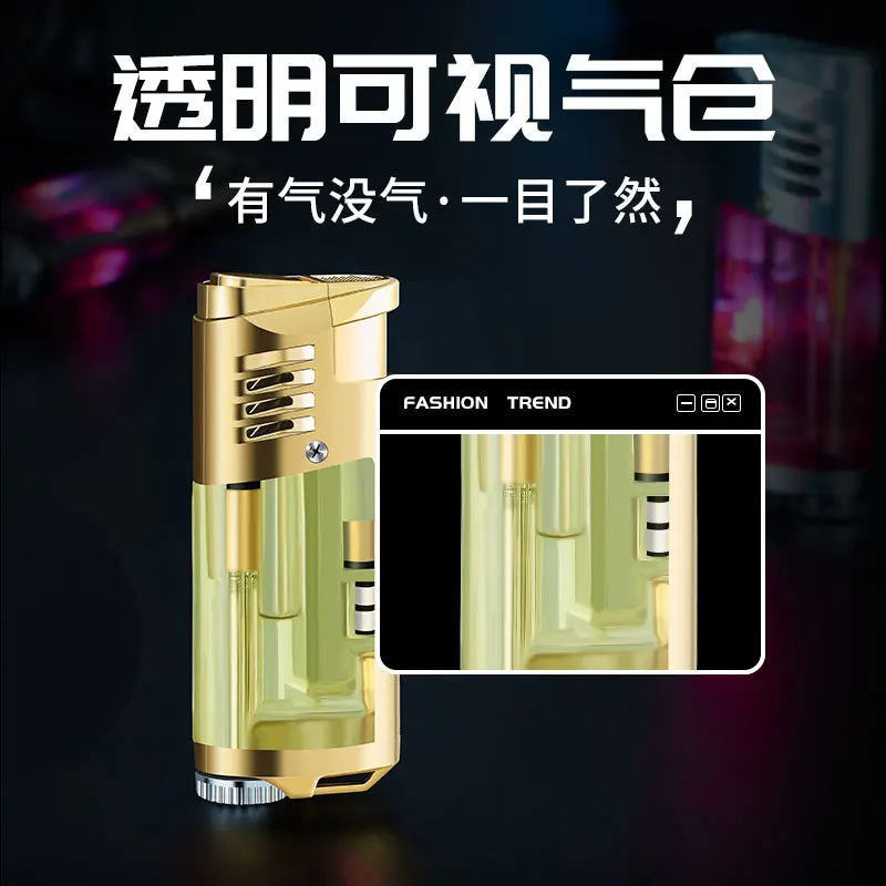 2026 Lantern Popular Style Transparent Gas Chamber Gas Windproof Lighter Men's Windproof Personalized Creative Lighter
