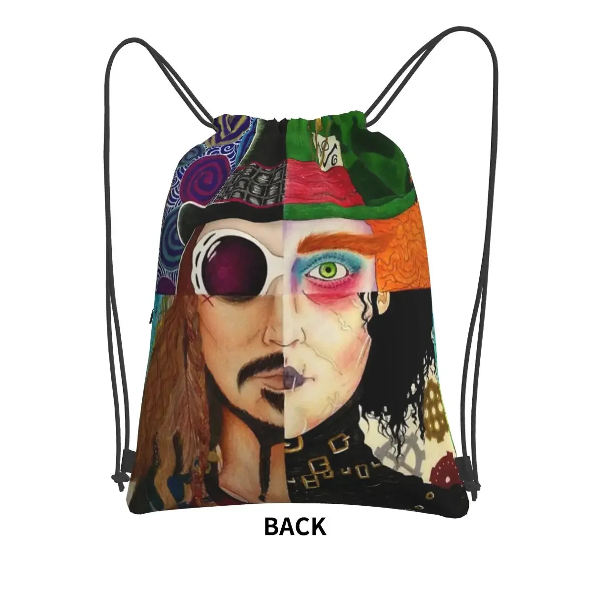 Johnny Depp Character Collage Portable Backpacks Drawstring Bag Drawstring Bundle Pocket Shoes Bags For Travel Sport Man Woman