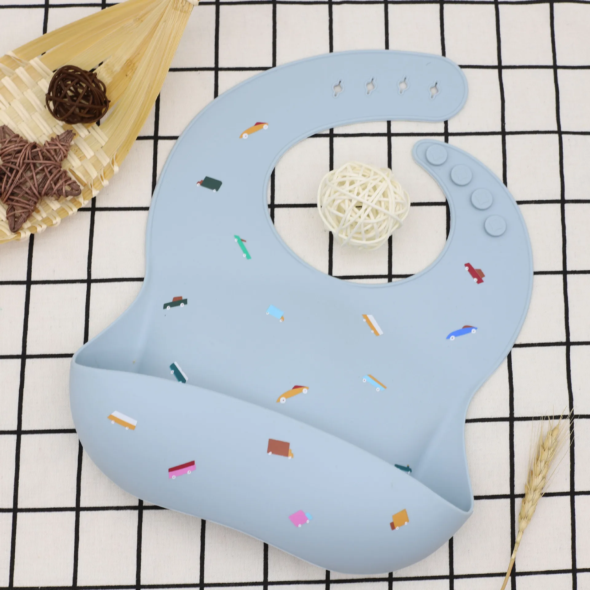 ins Style Kidsren\'s Infant Silicone Bib High-looking European and American Style Food-grade Silicone Rice Bag Food Supplement...