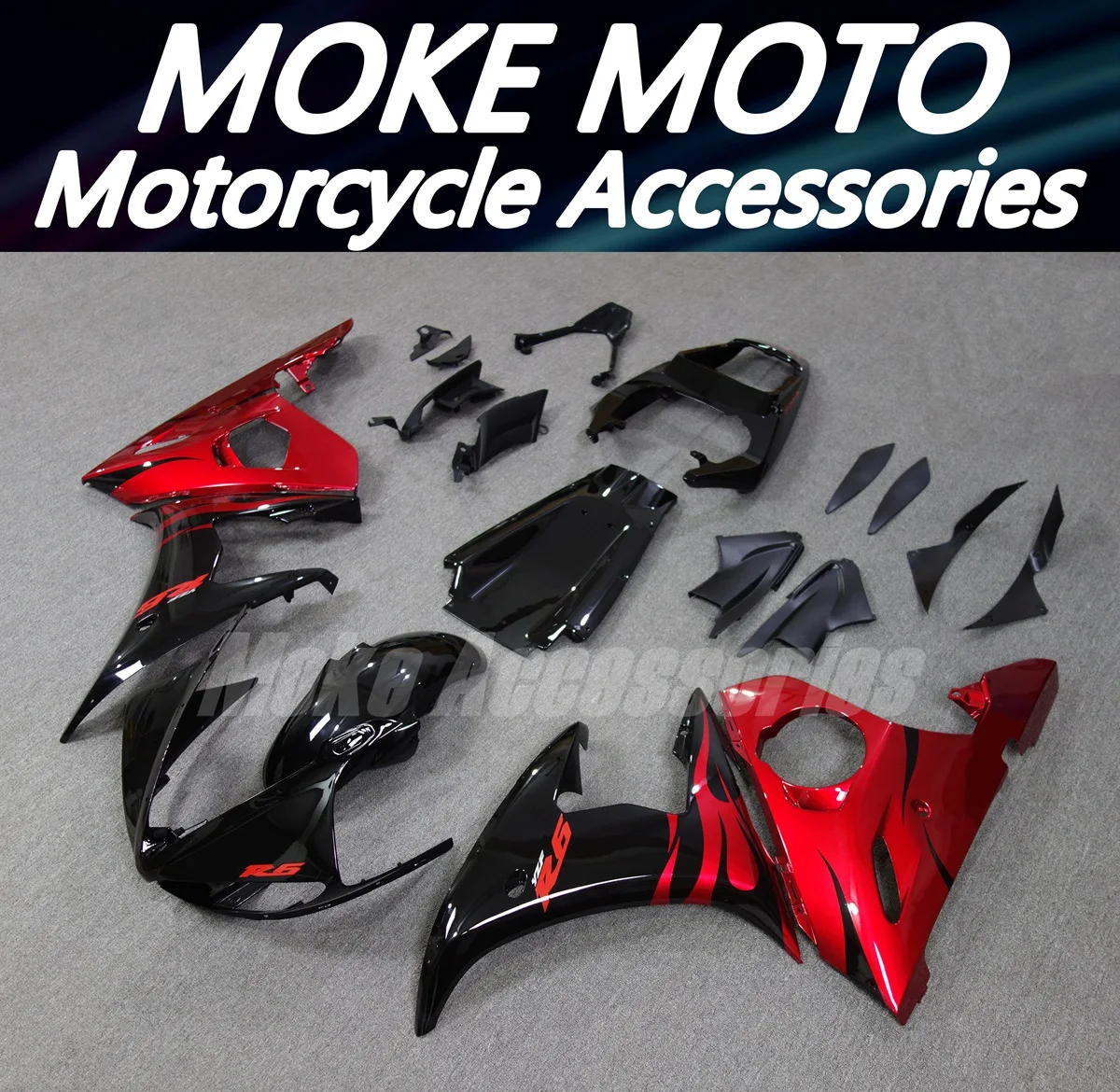 Motorcycle Fairings Kit Fit For Yzf R6 2003 2004 2005 Bodywork Set High Quality Injection Black Red Flame