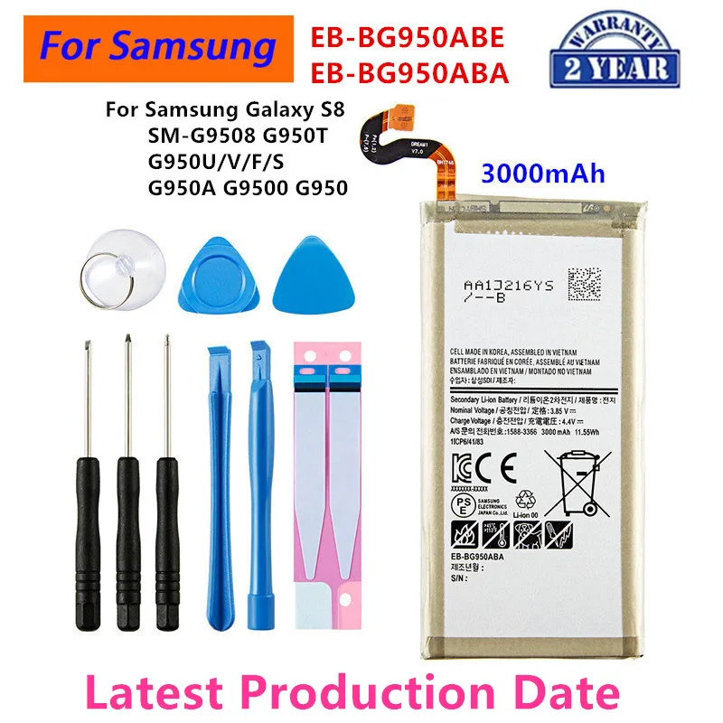 

Brand New EB-BG950ABE EB-BG950ABA 3000mAh Battery For Samsung Galaxy S8 SM-G9508 G950T G950U/V/F/S G950A G9500 G950 +Tools