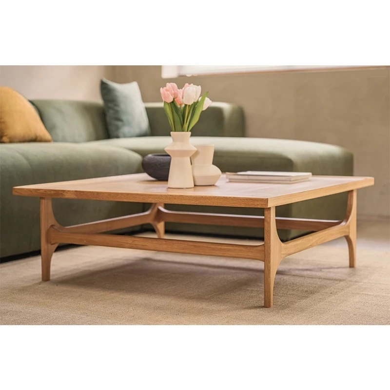 

Wabi-sabi wind solid wood home living room tea table, homestay retro teak coffee table