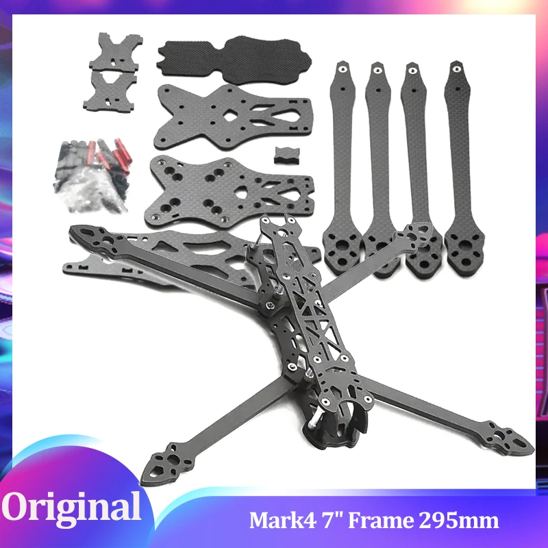 Marco Mark4 de 7" con distancia entre ejes de 295 mm: soportes para cámara HD y apilados de 20x20/30x30 para kit de marco de drones FP de largo alcance